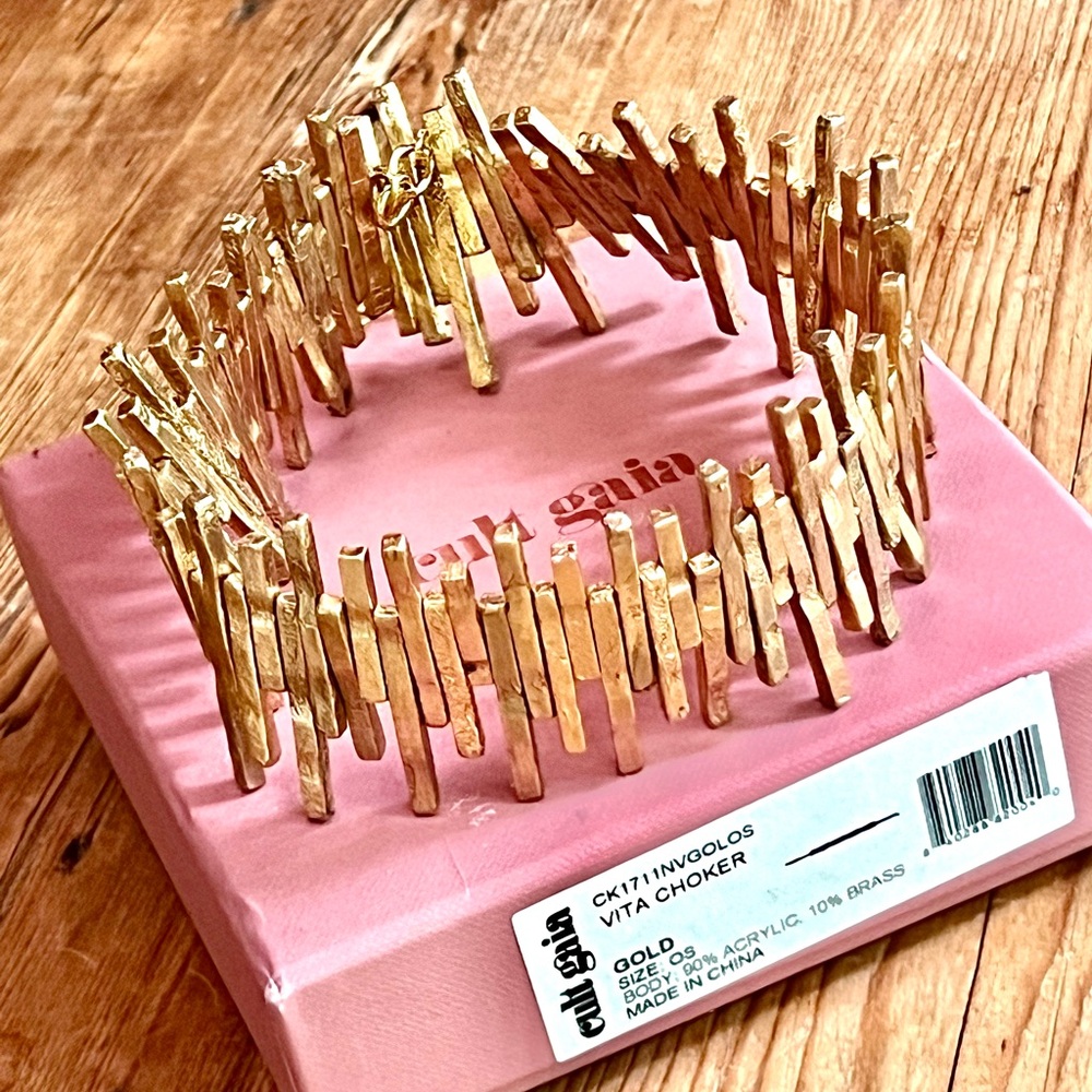 🌺🎉HP🎉🌺 NWT Cult Gaia Vita Choker Gold 🌟 RARE 🌟 - Picture 2 of 16